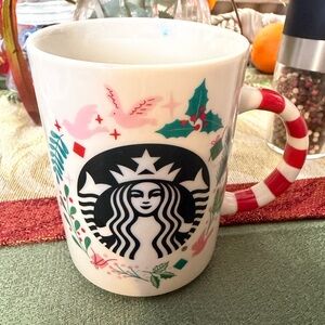 Starbucks Festive 2016 Holiday Mug with Red and Green and pink Accents